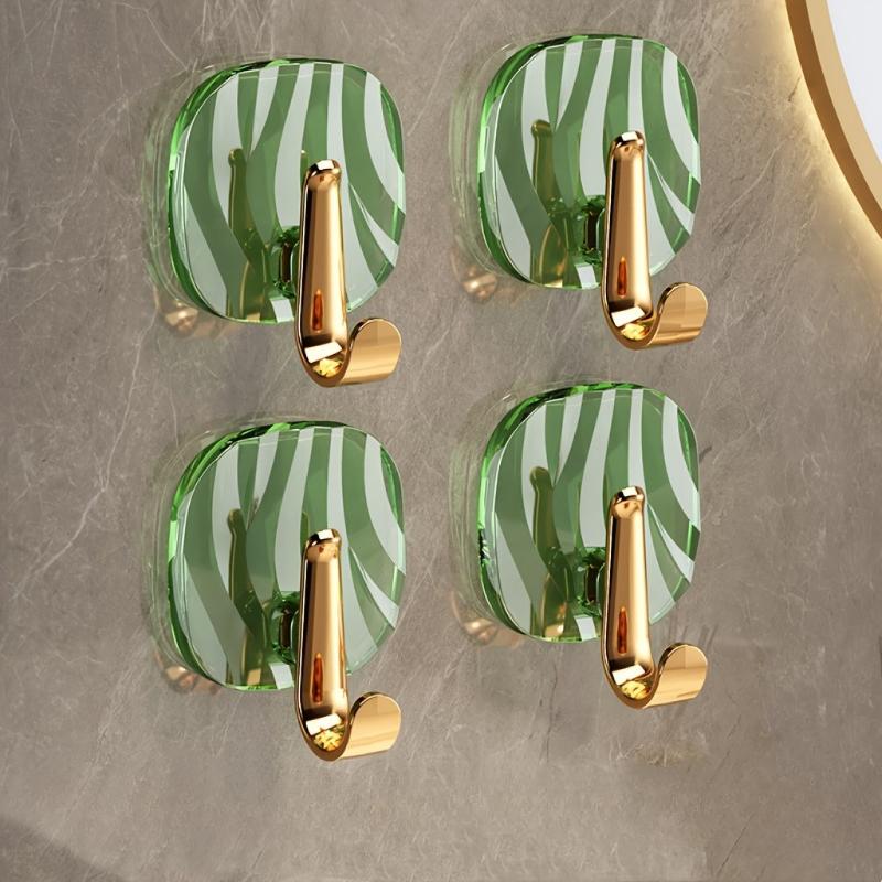 4pcs/set Wall Mounted Hook Hanging Self Adhesive Bathroom Hooks Punch Free Scratch Free Towel Rack Coat Hanger Home Accessories