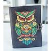 Handmade Leather Owl Journal, Vintage Deckle Edge Diary with Lock