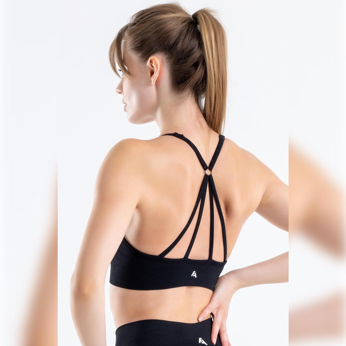 

Women s Cross Back Detailed Supported Seamless Sports Bustier XS/S чорний