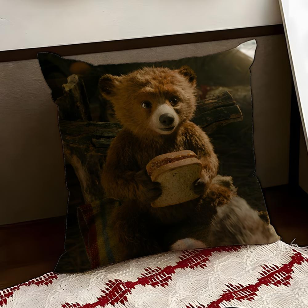 cartoon PPaddington BBear Cushion Cover Reversible Soft Durable Pillow Cover Home Car MultiScene Use for Daily Comfort