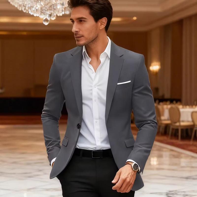 Herren Eleganter Weißer Business-Blazer Revers mit Kerbe Lässige Anzugjacke