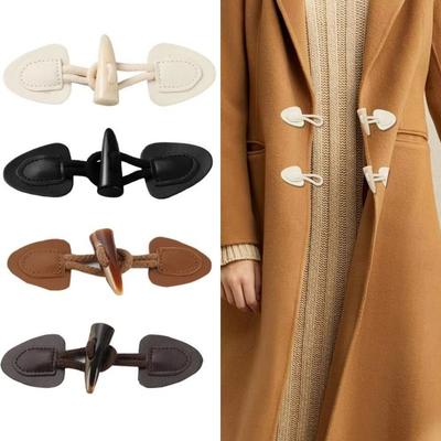 Trendy Vintage Horn Buckle PU Leather Resin Sew-On Horn Buttons Bags Decoration Fastener Sewing Crafts Button for Coats Jackets
