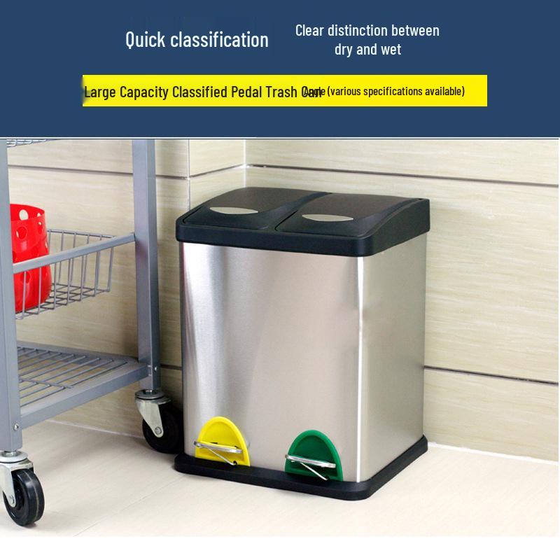 Eco-Friendly Stainless Steel Flip-Top Foot-Pedal Trash Bin for Living Rooms and Outdoors