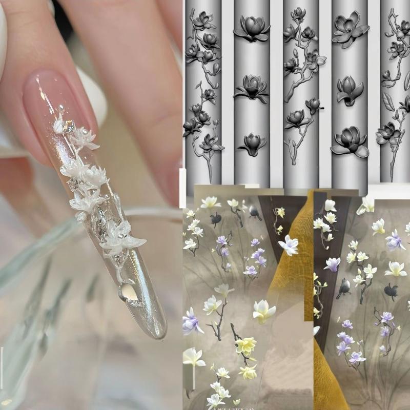 Flowers Nail Silicone Relief Flower Basket Shape Nail Art Mold 3D Nail Decoration Accessories Manicure Tool