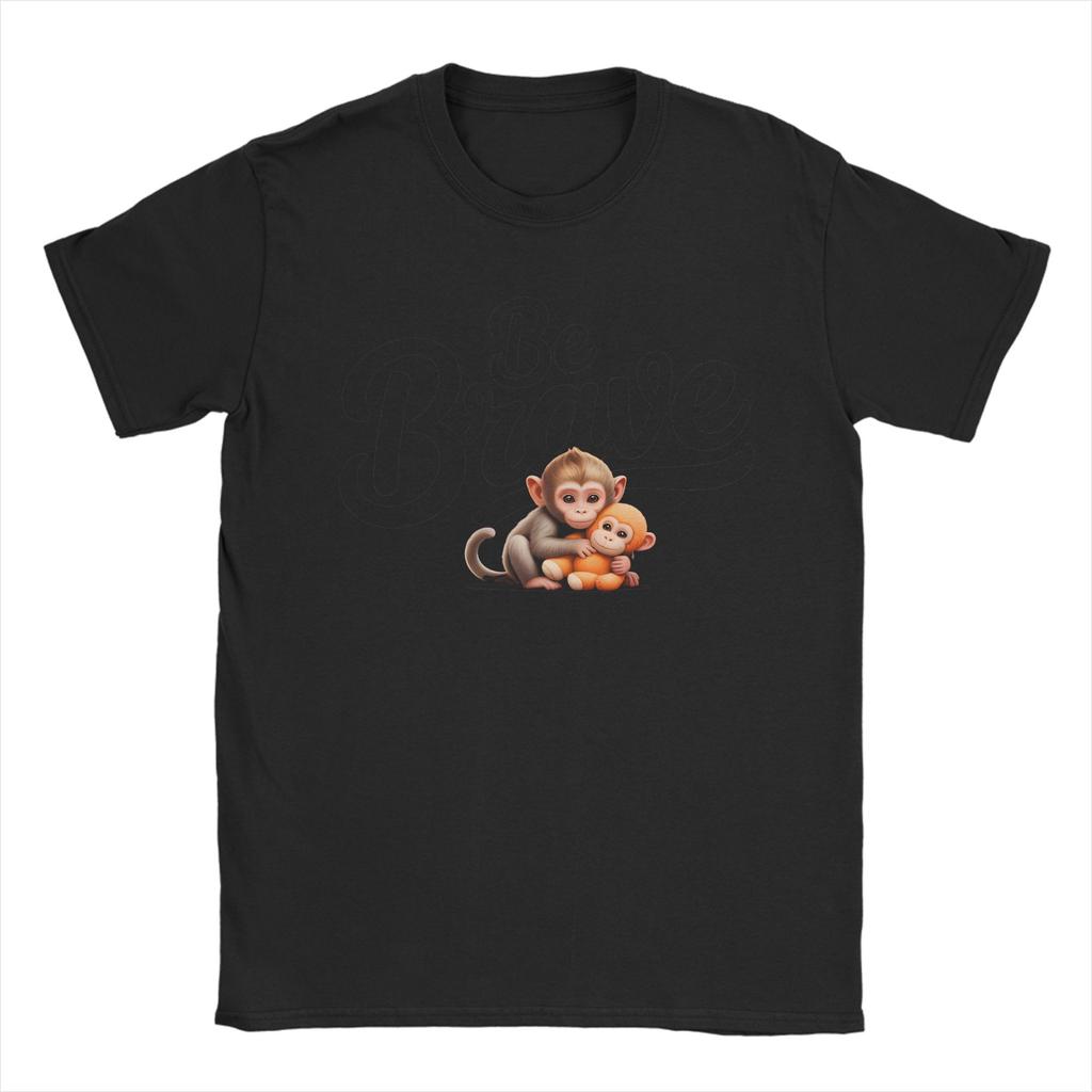 Unisex Womens Punch Monkey Be Brave T Shirts Pure Cotton Tops Casual Short Sleeve Round Neck Tee Shirt Plus Size TShirts