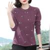 Printed German velvet bottoming shirt autumn and winter new large-size women's clothing loose temperament and thin long-sleeved round neck T-shirt