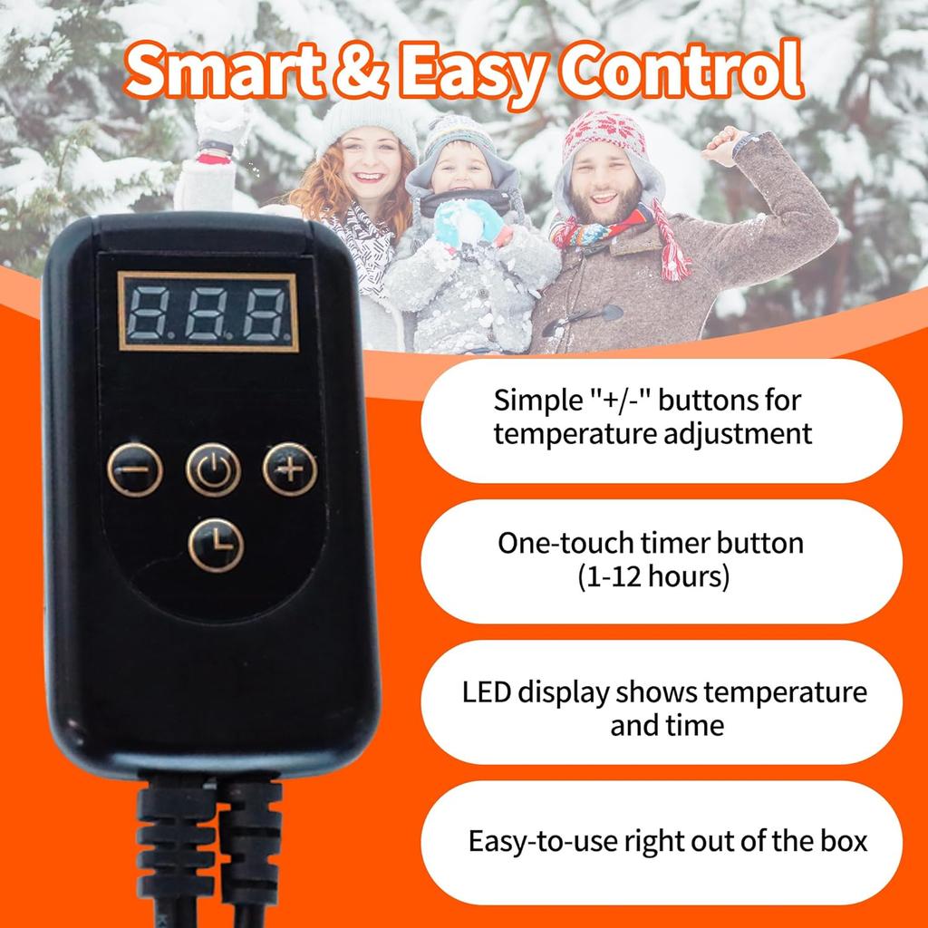 Heated Seat Cushion with 7 Heat Settings & 12-Hour Timer Shut-Off Function Office Chair Pad, Auto Shut-Off Protection, Soft Plush Cover, Non-Slip