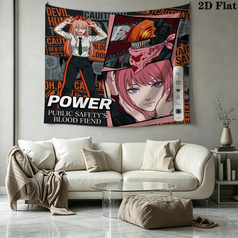 Chainsaw Man Wall Tapestry Aesthetic Wall Hanging Printed Fabric Blanket Decorative Tapestries For Bedroom Living Room Home Decor
