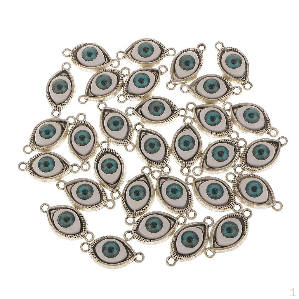 30 Alloy Evil Eye Charms Pendants for Bracelet Jewelry Making