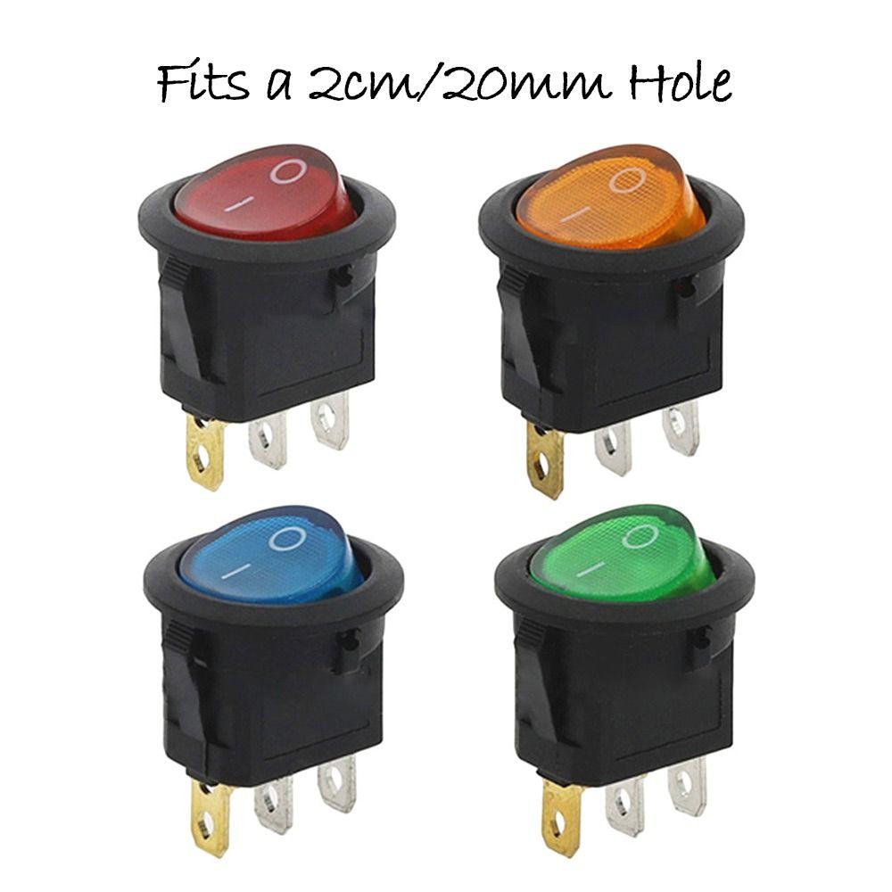 Round Rocker Plug DIY Light Switch Car Button Lights Power Switch Switches