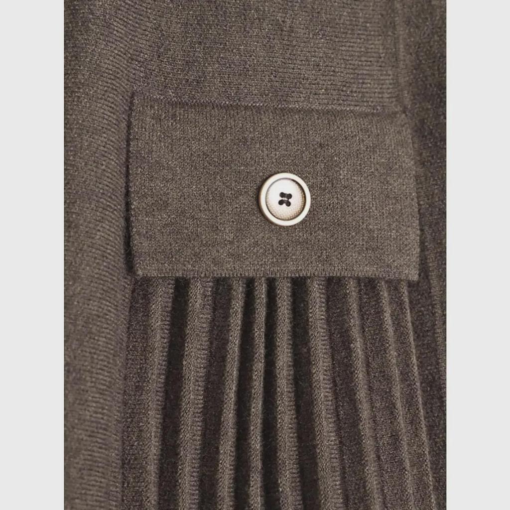 2024 High Waist Pleated Knit Skirt - Slim, Thick, Medium Length for Autumn & Winter