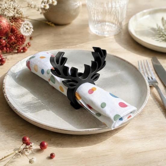 Festive Party Supplies 3D Printed Reindeer Napkin Ring, Decorative Holder, Elk Chocolate Holder Novelty Tableware Holders for Christmas Table