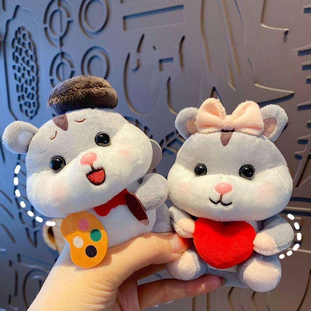 Cartoon Plush Doll Keyring Soft Stuffed Animal Pendant Creative Plush Hamster Keychain  Children