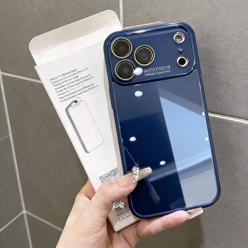 Luxury Auto Glass Phone Case for iPhone 17 Air 16 15 14 13 12 11 Pro Max Plus Shockproof Glossy Reflective Armor Cover