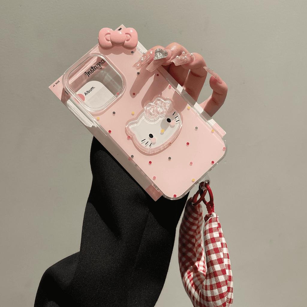 Colorful Polka Dots Cute KT Cat Suitable for Apple 16 ProMax Mobile Phone Case IPhone 15 New Model