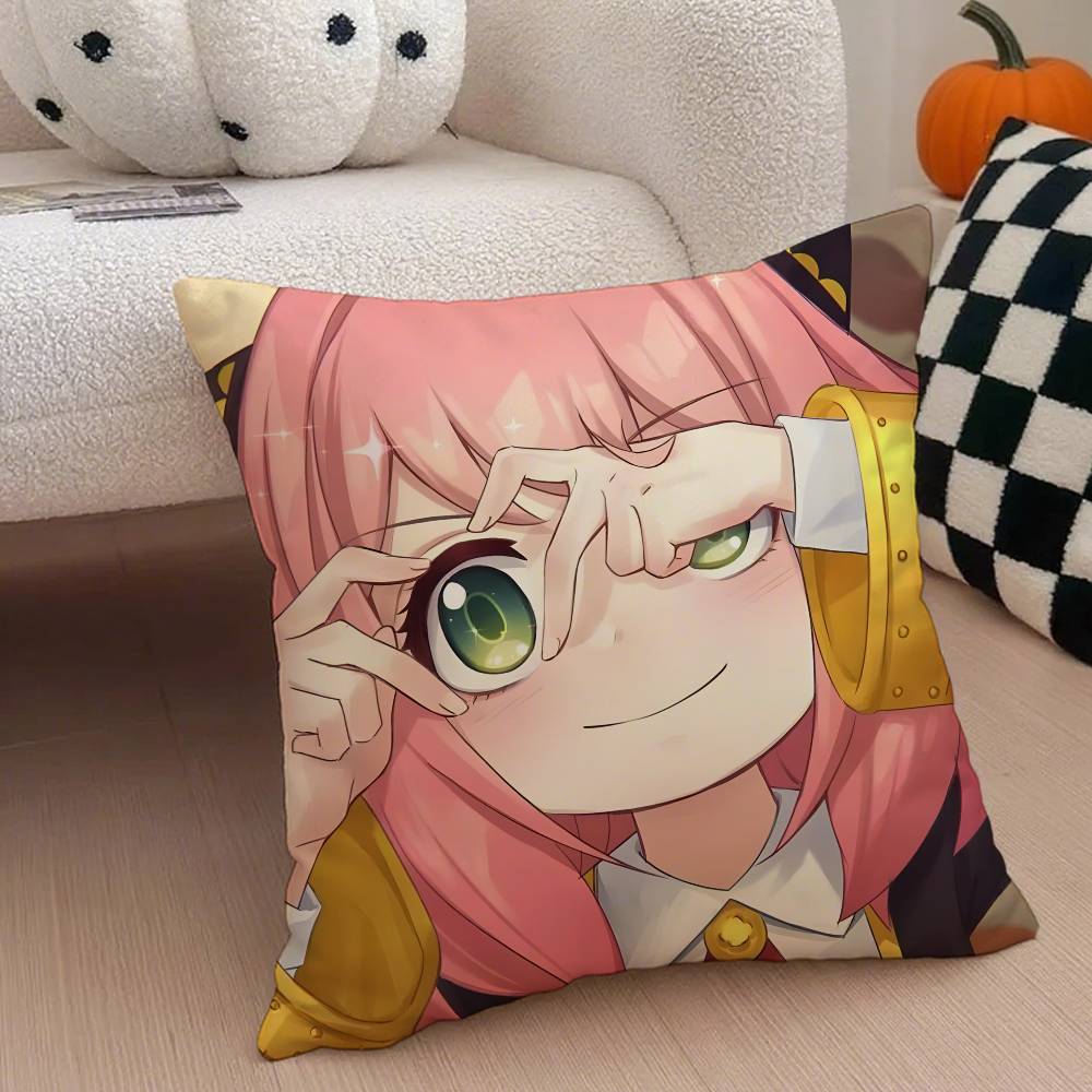 Anya Forger Pillow Case Anti-dustmite Pillowcase Invisible Zipper Silky Short Plush Sofa Cushion Cover