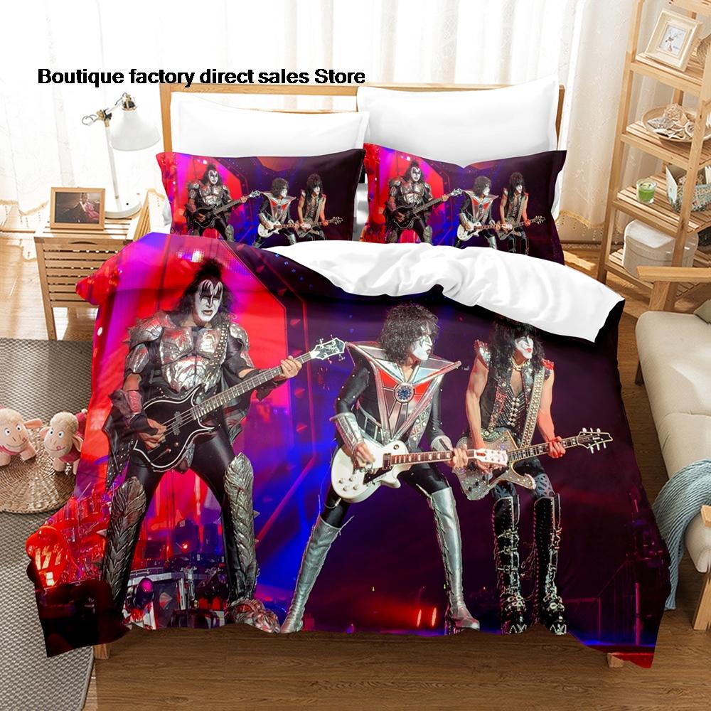 y2k Metal Rock Kiss Band album Bedding Set Single Twin Full Queen King Size Bed Set Kids Bedroom Duvetcover Sets Bedding Set