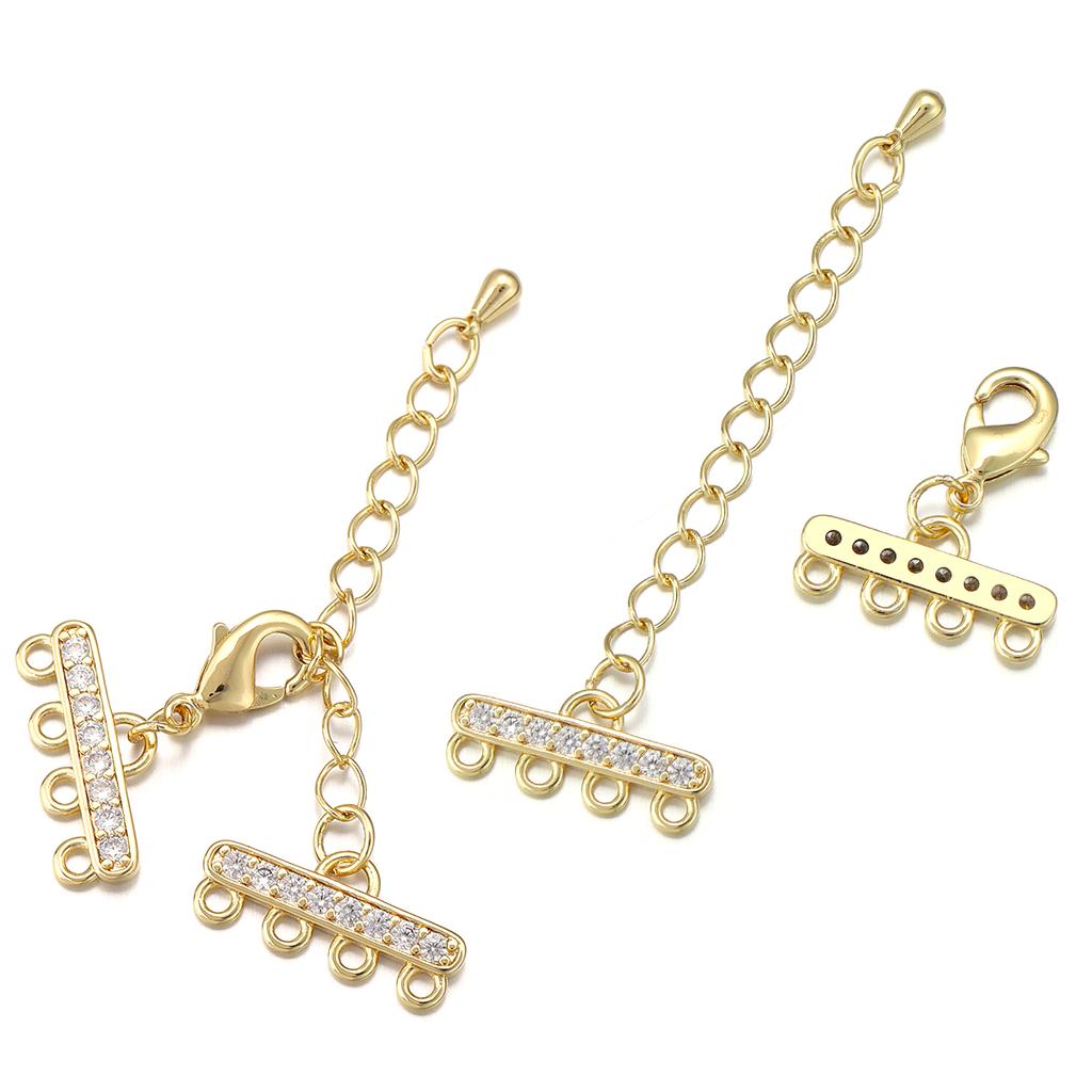 1 set Fermaglio Aragosta Placcato Oro Intarsiato Zircone Connettore Catena di Estensione Per Creazione Gioielli Braccialetti Fai da Te Connettori per Collane
