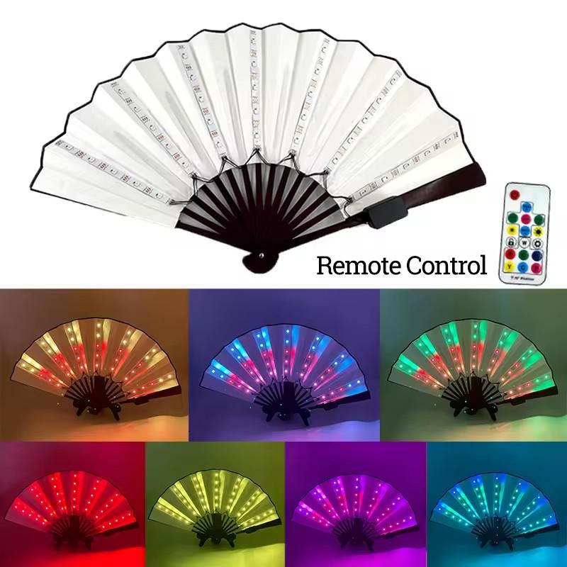 

366 режимов светящиеся складные светодиодные веера с пультом дистанционного управления, танцевальные световые веера, аксессуары для ночного шоу, светящиеся в темноте товары для вечеринок