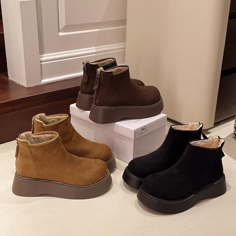 Thick-soled heightening women's Martin boots new autumn and winter velvet warm snow boots short boots two cotton shoes