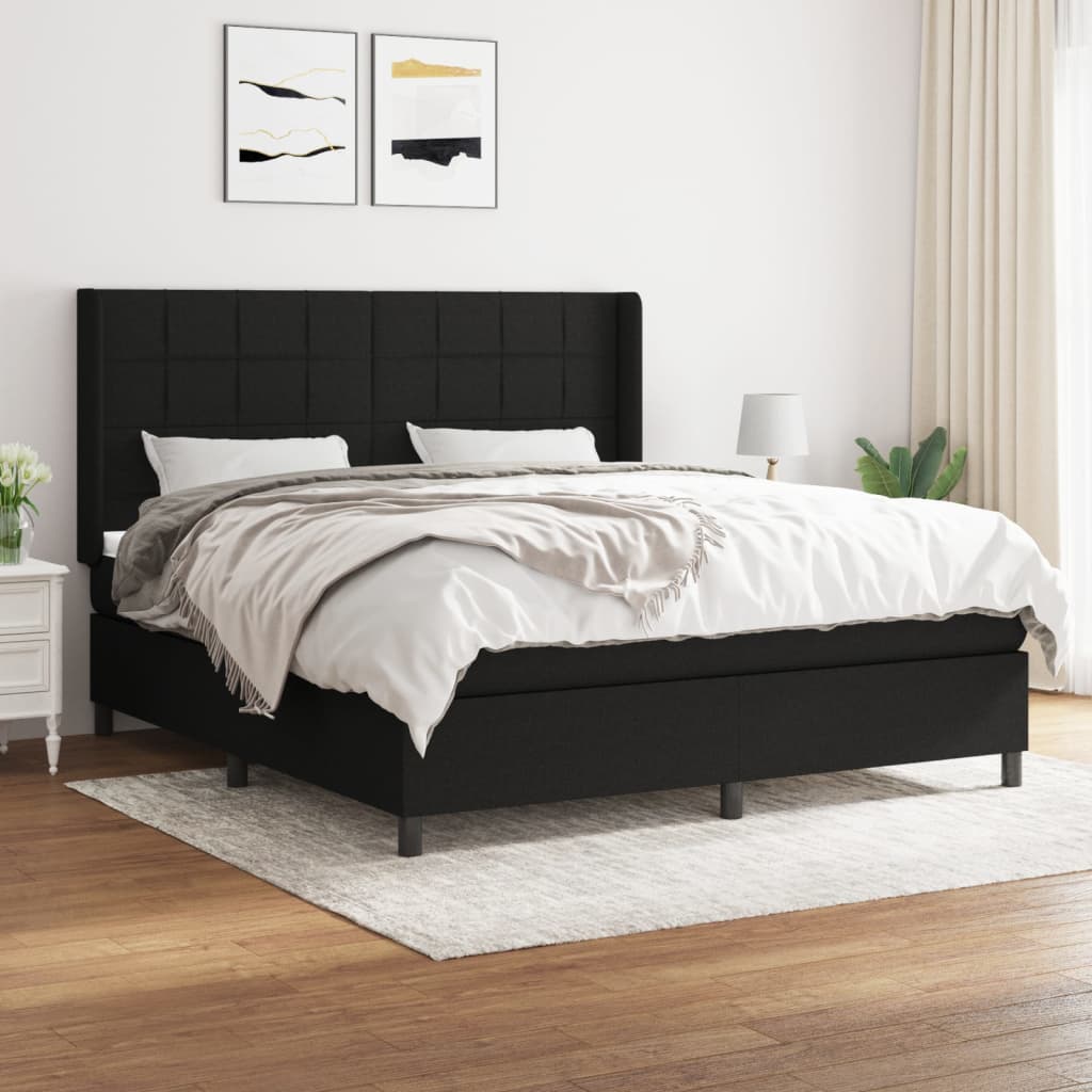 Box Spring Bed with Mattress Black 160 x 200 cm Fabric