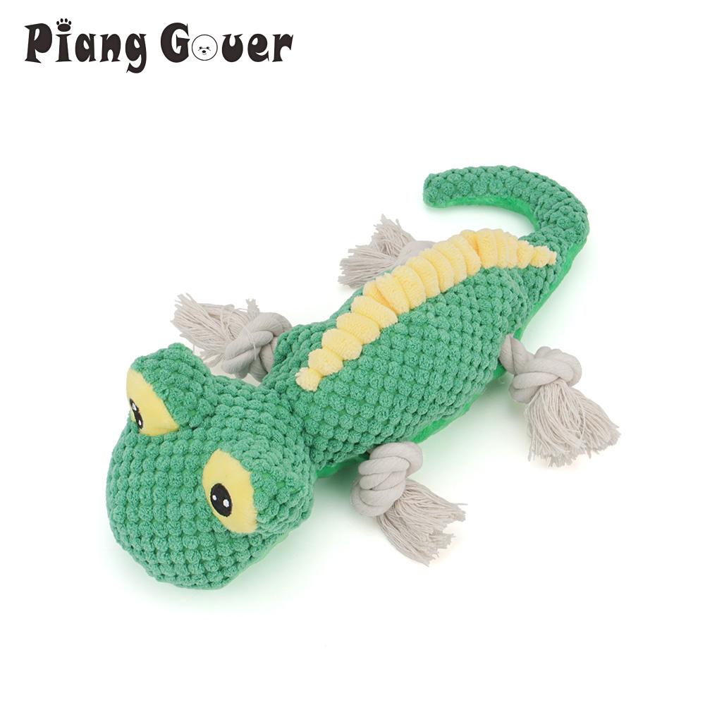 

Lizard Shape Rope Pet Toy Interactive Training Plush Toy for Puppy Cats Squeaker Chew Dog Toys Supplies зелёный