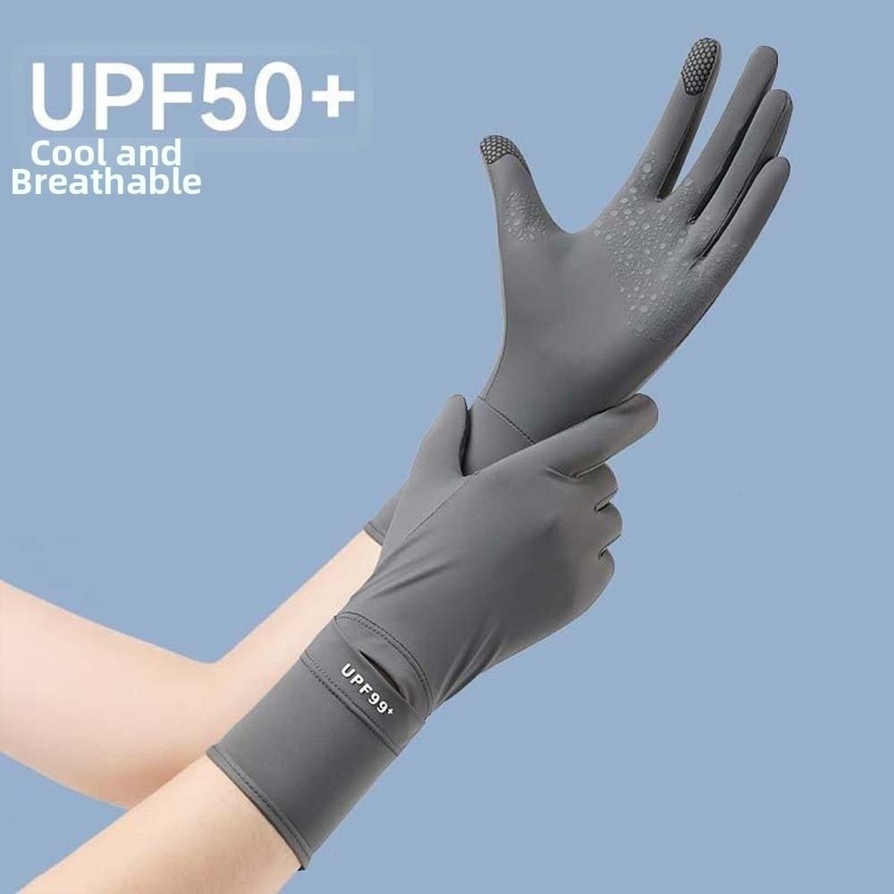 Solid Color Women Sunscreen Gloves Thin Summer Driving Mittens Ice Silk Riding Gloves  Outdoor
