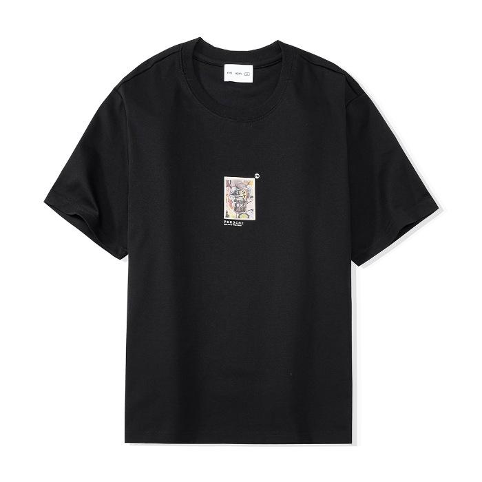 Spring and Summer Trendy Front Shoulder Round Neck Short-sleeved T-shirt for Men