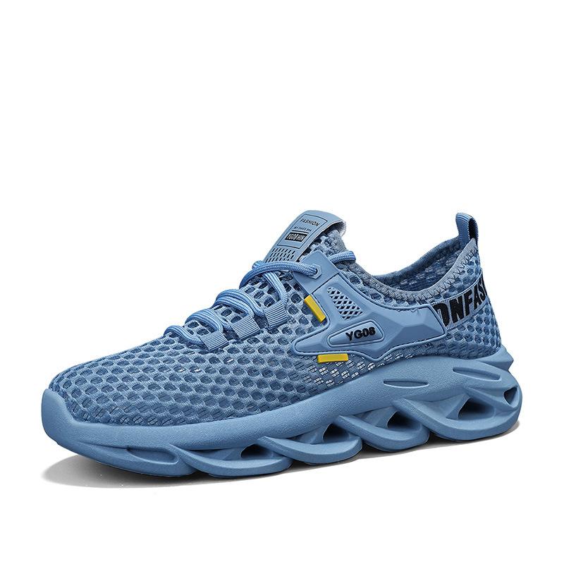 Letnie nowe codzienne buty sportowe do biegania sznurowane męskie buty z dużą siatką oddychające i lekkie męskie buty