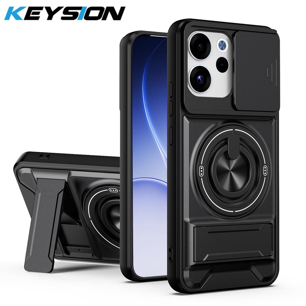 KEYSION Magnetic Phone Case for OPPO Reno15 Pro Max 5G 15 F 5G Slide Camera Protection Upright Kickstand Ring Shockproof Cover