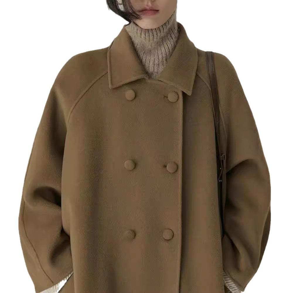 2024 Palton de lână de lungime medie pentru femei: Stil Hepburn, Design Japonez Îngroșat pentru Toamnă & Iarnă