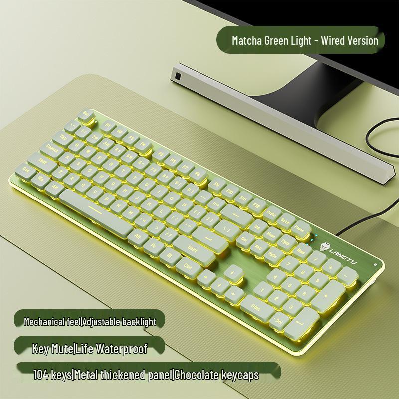 Langtu Silent Wired Keyboard with Backlit Mechanical Feel for Office & Laptop