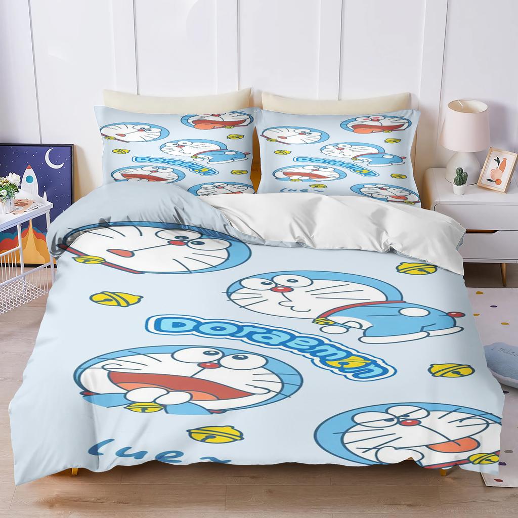 Cartoon Duvet Cover Home Blue Printed Pillowcase Set Adult Bedroom Children Comforter Bedding