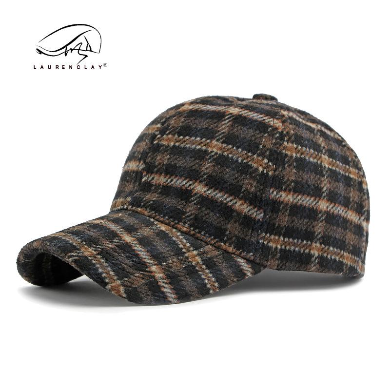 Hats Men and Women Autumn and Winter Versatile Warm Plaid Hard Top Baseball Cap Outdoor Sunscreen Shade Cap