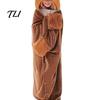 Gemütlicher Schlafanzug Tier-Tragbare Decke Hoodie, Übergröße Fleece-Sweatshirt für Erwachsene, Bequeme Umhang-Schlafkleidung, Halloween-Cosplay-Kostüm mit Plüschkapuze