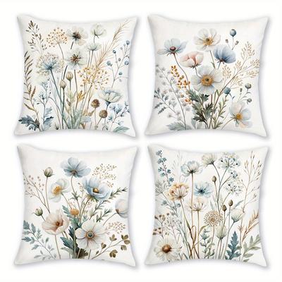 1/4pcs Floral Patterned Pillowcases for Cozy Decor Sofa Cushion Cover Home Bedroom Room Decoration