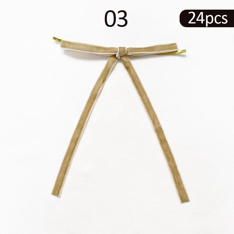 24pcs Velvet Bow Christmas Ribbon Decoration for Xmas Home Decor Tree Wreaths Gift Wrapping DIY Crafts Festive  2025 New Year