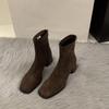 High-heeled Square-toe Short Boots for Women - Fall/winter Shoes, Versatile Shoes, Ankle Boots