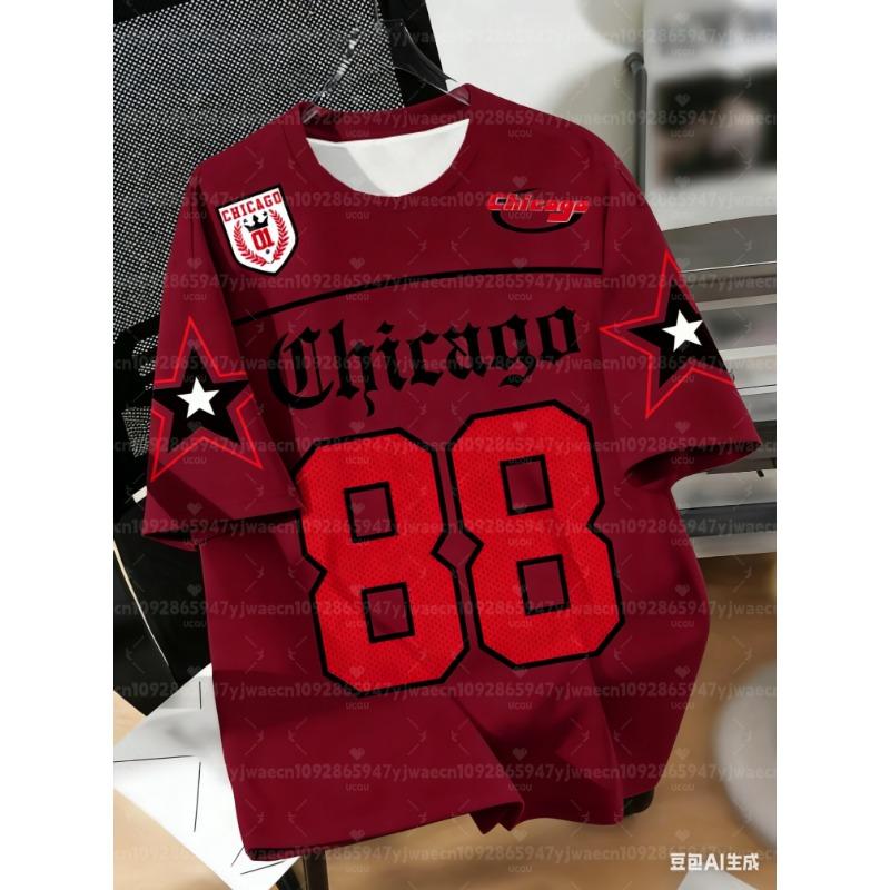 2026 Summer Men Chicago 88 Personality American Casual Digital Print XXS