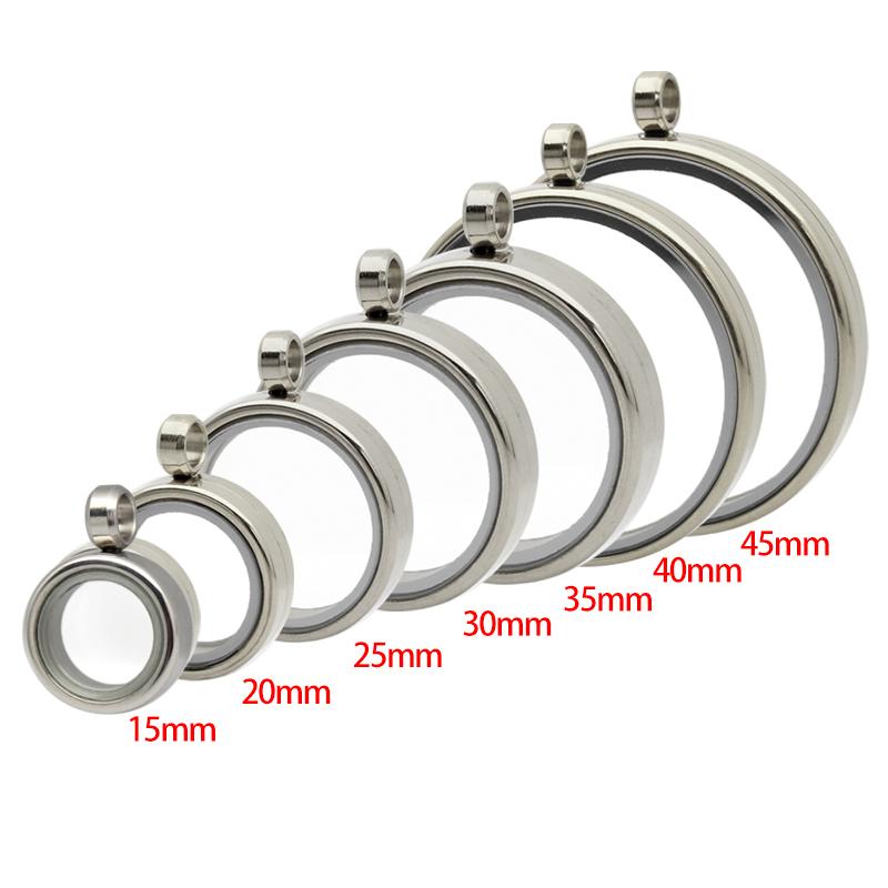 Stainless Steel Glass Locket Floating Photo Charm Pendent Necklace Twist Screw Memory Charms Locket Necklace Pendant Jewelry 15mm серебряный