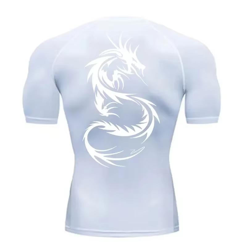 Men's Trendy Graphic-Print Compression Shirt – Summer Quick-Dry Athletic T-Shirt for Gym Workouts and Running RL811