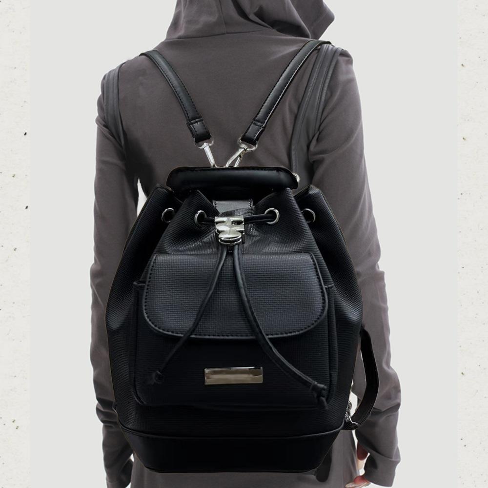 

Женский простой рюкзак Многофункциональный откидной Съемный плечевой ремень Сумка-тоут чёрный