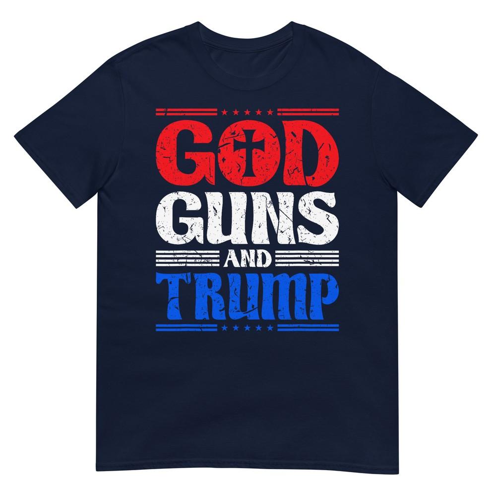 God Guns And Trump American Flag Patriot Tshirt S