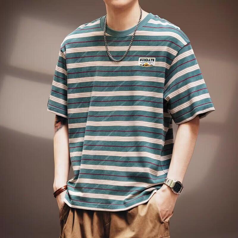 

Men s Premium Heavyweight Striped Cotton T-Shirt L (fits 120-140 jin)