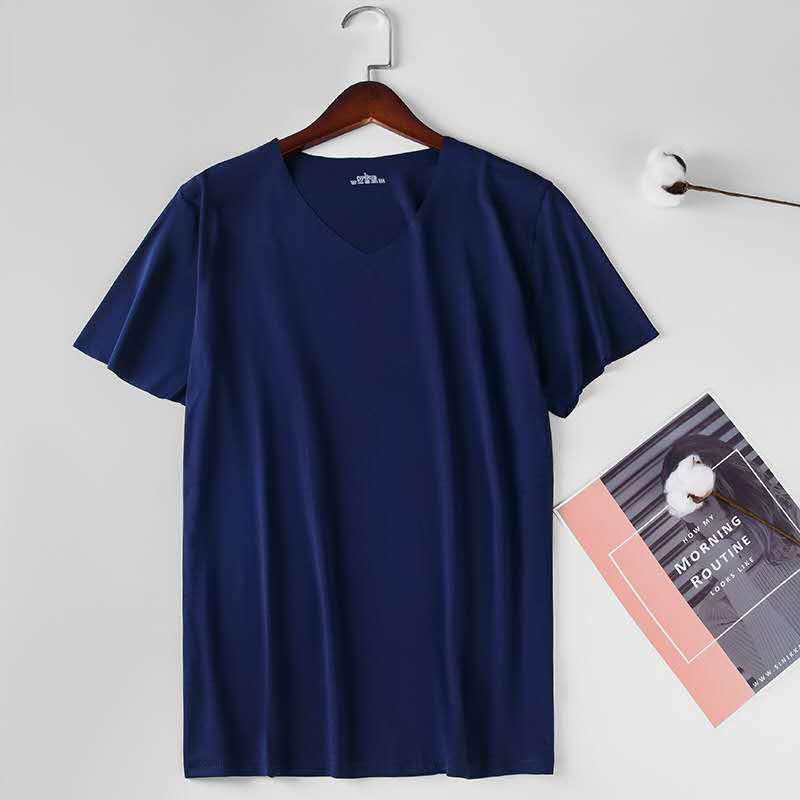 

Men s Summer Slim Fit Ice Silk Short Sleeve T-shirt - Seamless & Breathable Base Layer 2XL темно-синий