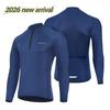 Summer Men's Long Sleeve Cycling Jersey, Half Zip Breathable Mesh Bike Shirt, Fluorescent High Visibility Road Biking Top