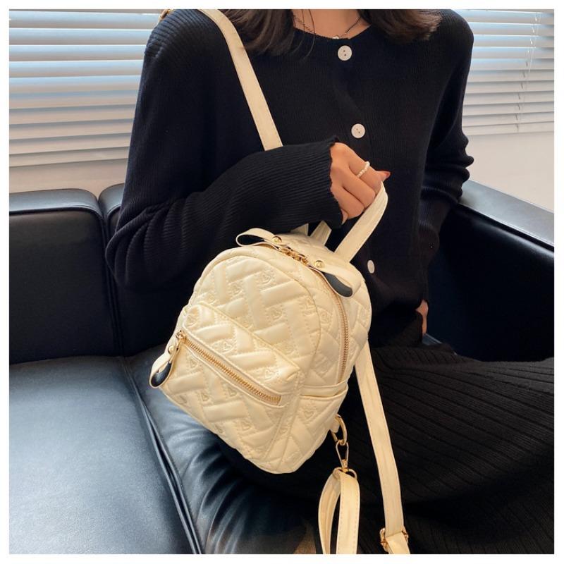 Backpack Women's Tide Rhombus Student School Bag Handbag Premium Textured Backpack