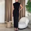 Europäisches & Amerikanisches Mode Rundhals Ärmellos Schlankmachendes Schlitzkleid