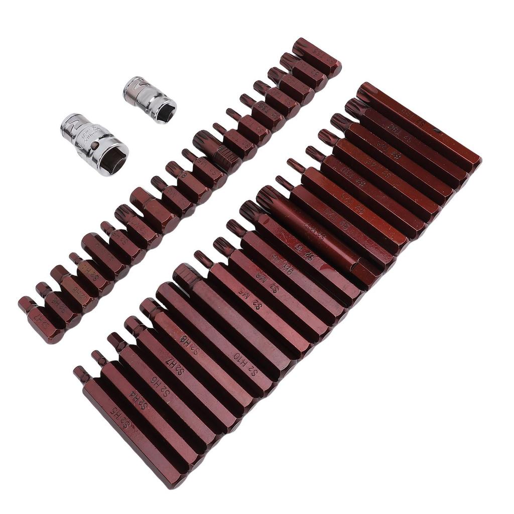 40Pcs Bit Socket Set Star Hex 3 8in Cr V S2 Alloy Steel High Torsion for Automotive Mechanic