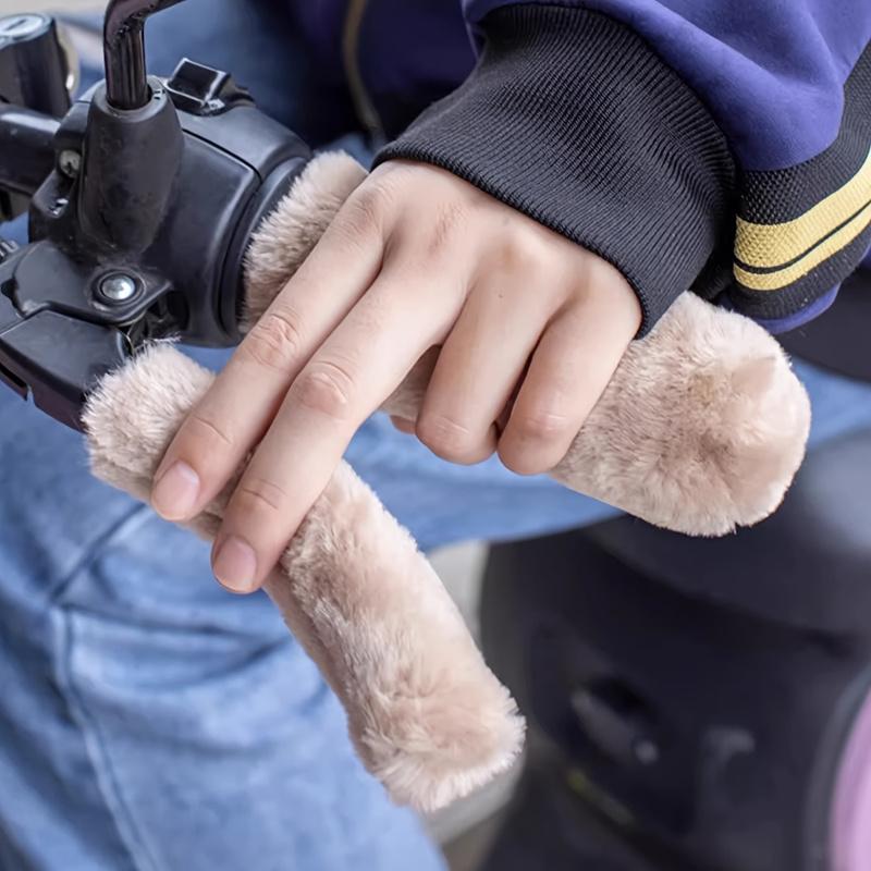 4pcs Electric Scooter Motorcycle Tricycle Handle Cover - All-Terrain Winter Warmth, Soft Grip & -Slip, Cute Bear Paw-like Design